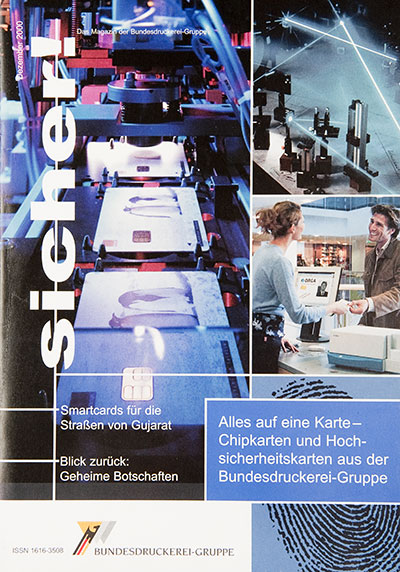 Cover der Firmenzeitschrift 'Sicher!' der Bundesdruckerei
