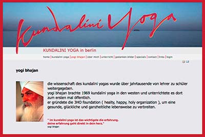 Screenshot der Webseite Kundalini Yoga in Berlin mit Stefano Petrou